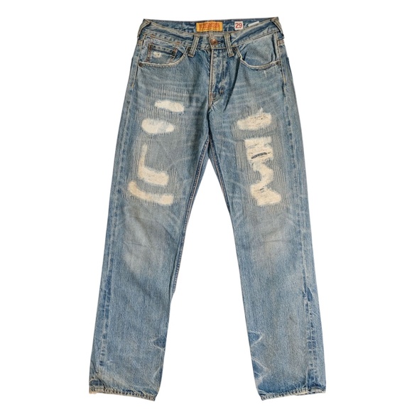 Rush hour distressed denim embroidery jeans (japan) - Picture 1 of 7